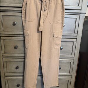 a.n.a Tan Cargo Pants with Drawstring Waist
